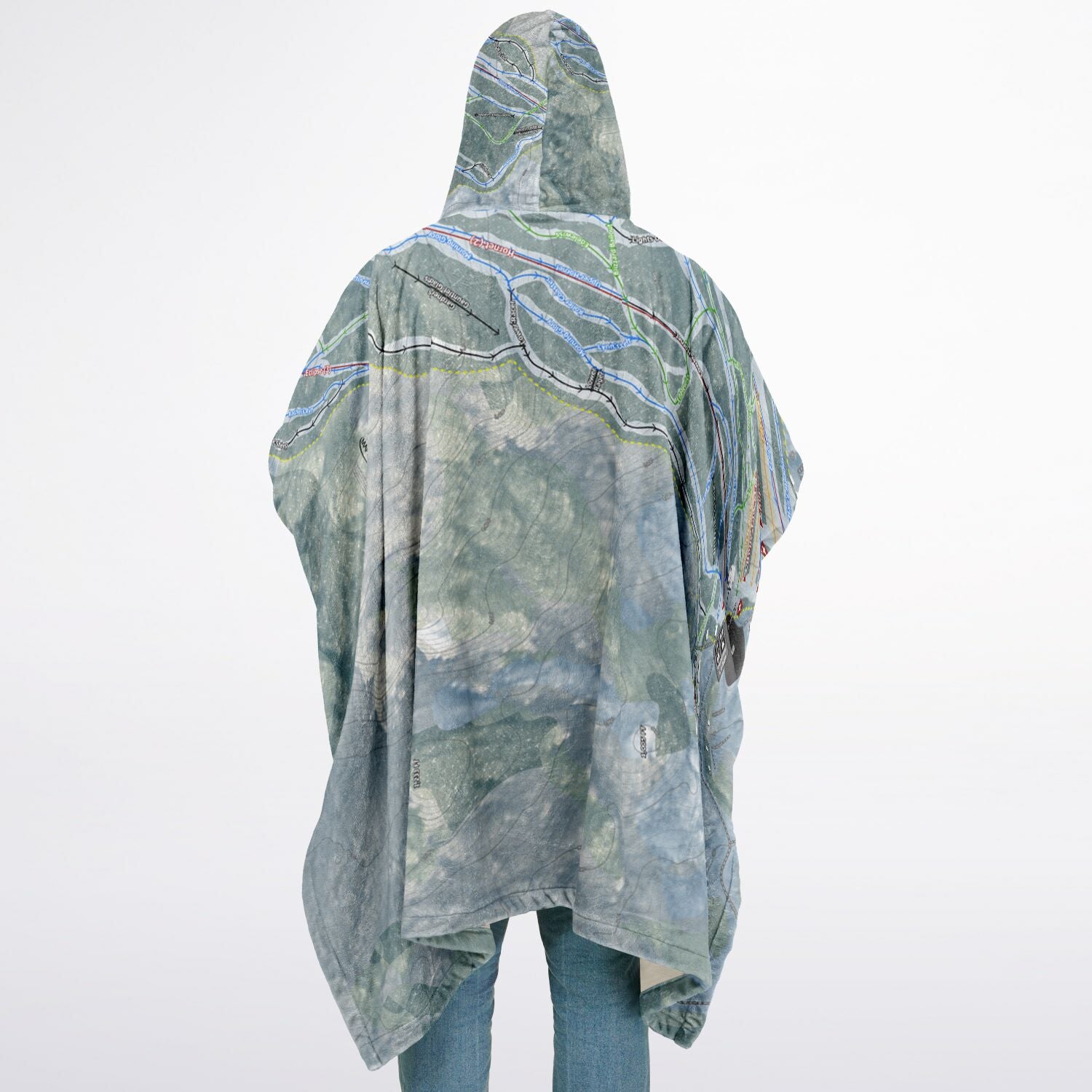 Tenney Mountain, New Hampshire Ski Resort Map Flannel Blanket Poncho
