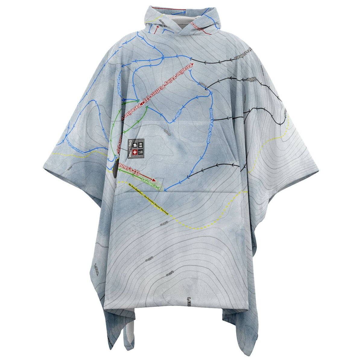 Mt Lyford, New Zealand Ski Resort Map Flannel Blanket Poncho