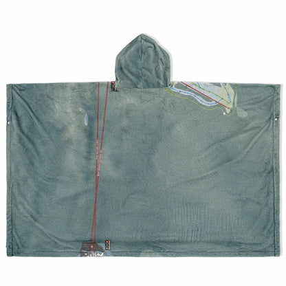 Grouse Mountain, British Columbia Ski Resort Map Flannel Blanket Poncho