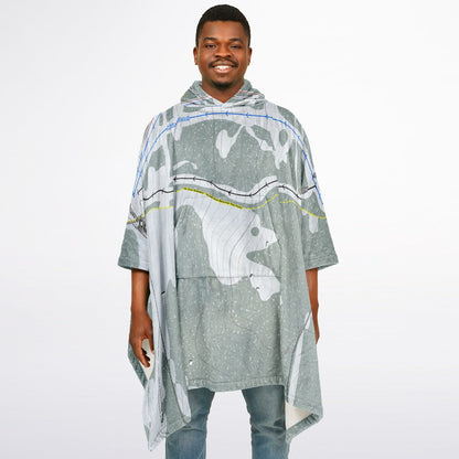 Cottonwood Butte, Idaho Ski Resort Map Flannel Blanket Poncho