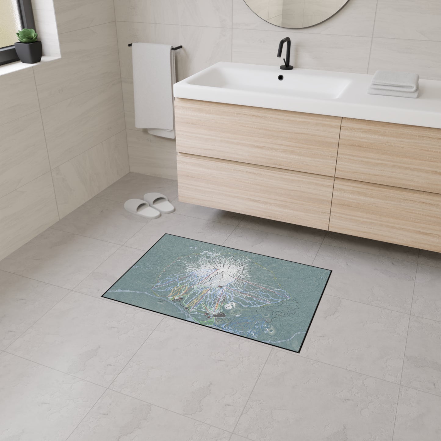 Mt Bachelor, Oregon Ski Resort Map Heavy Duty Floor Mat