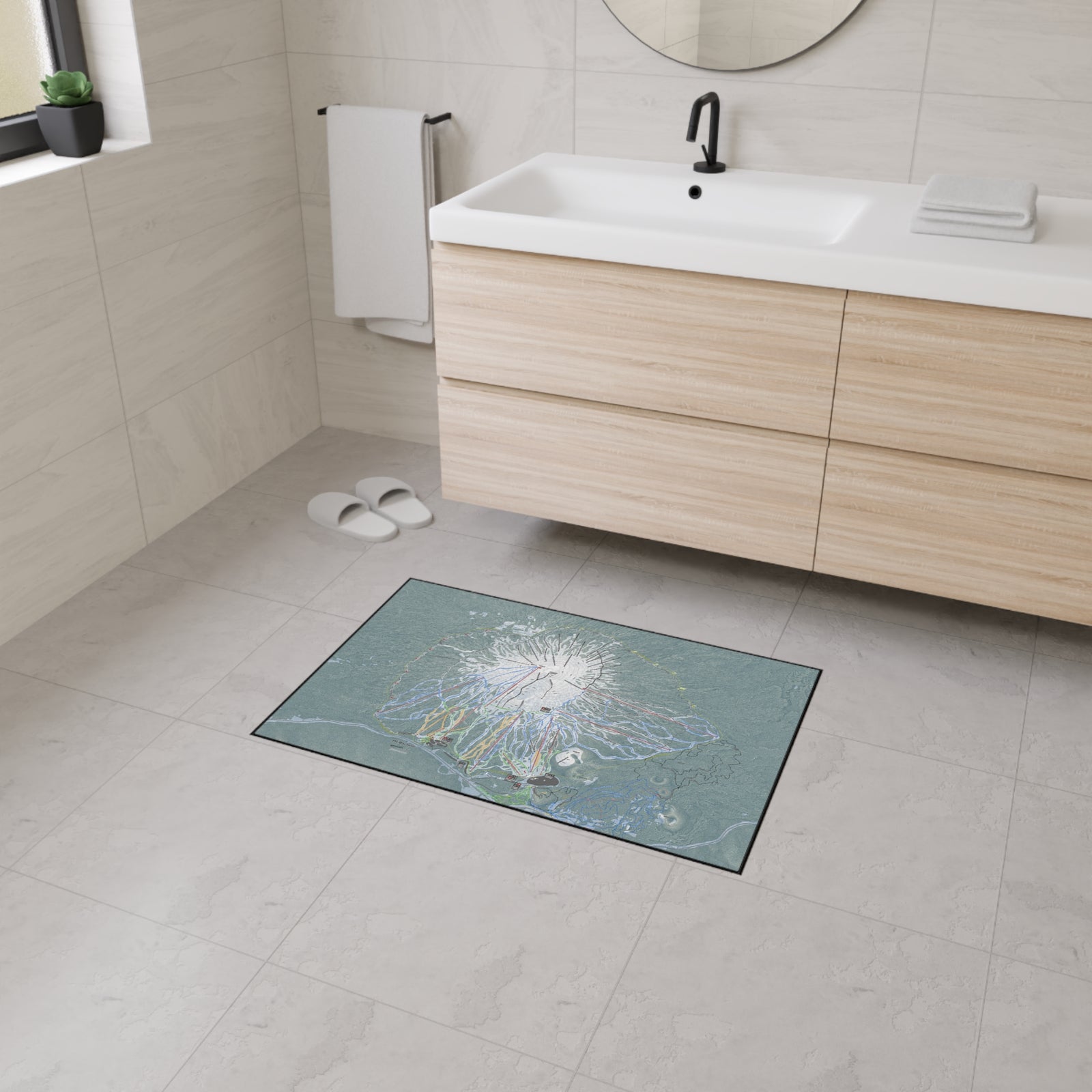 Mt Bachelor, Oregon Ski Resort Map Heavy Duty Floor Mat