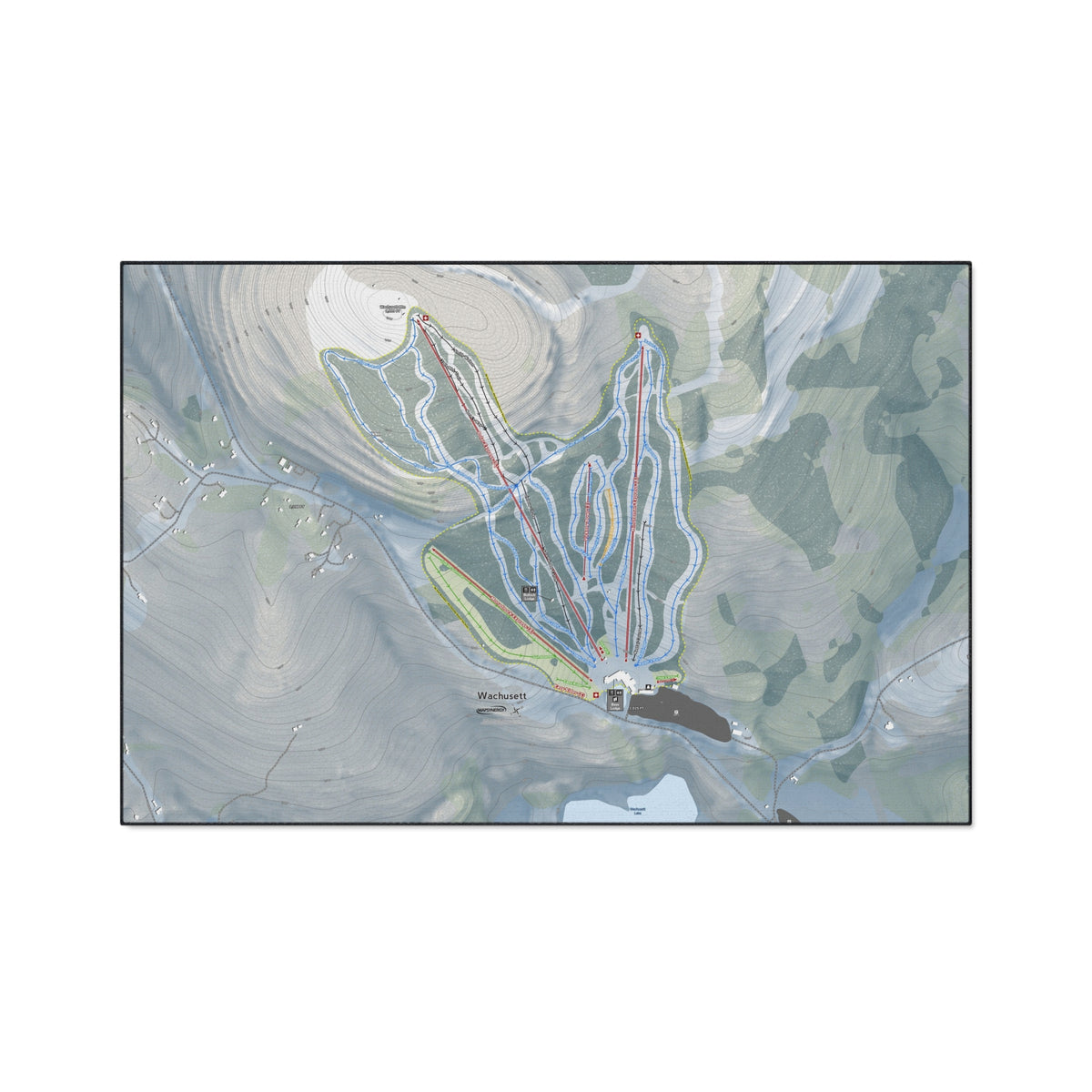Wachusett Mountain, Massachusetts Ski Resort Map Heavy Duty Floor Mat