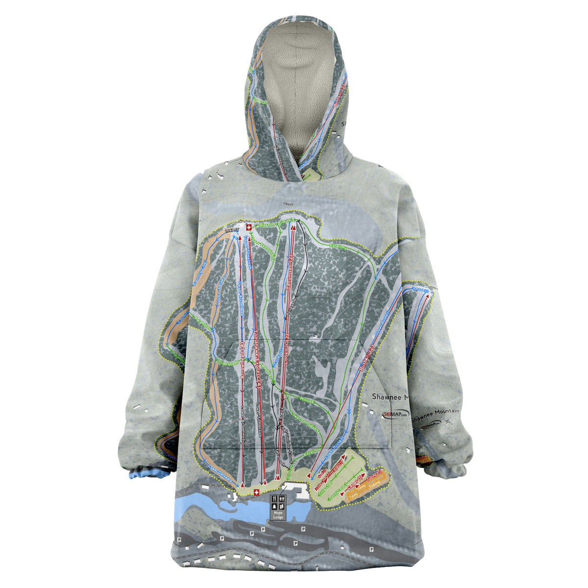Shawnee Mountain, Pennsylvania Ski Trail Map Snug Hoodie