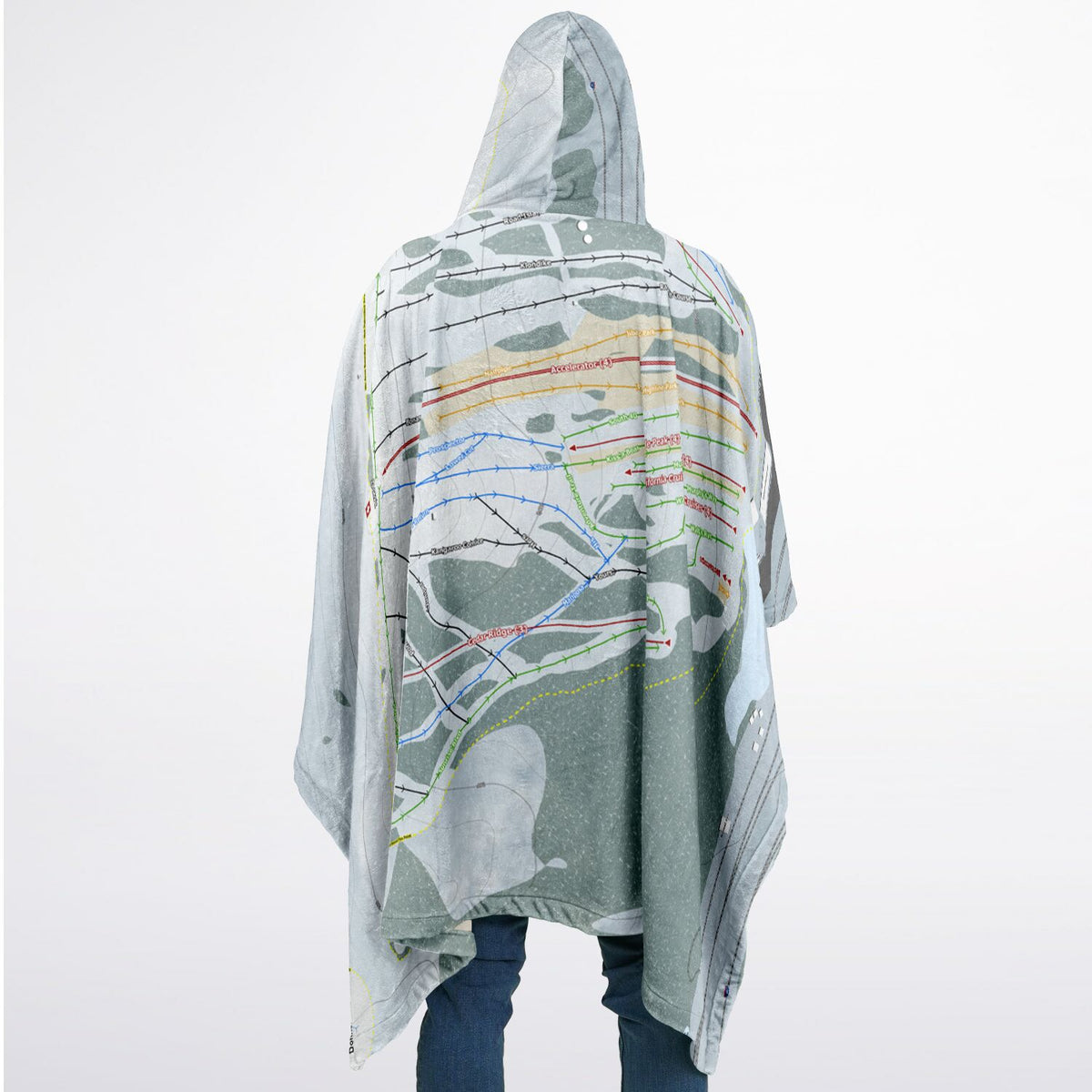 Boreal Mountain, California Ski Resort Map Flannel Blanket Poncho