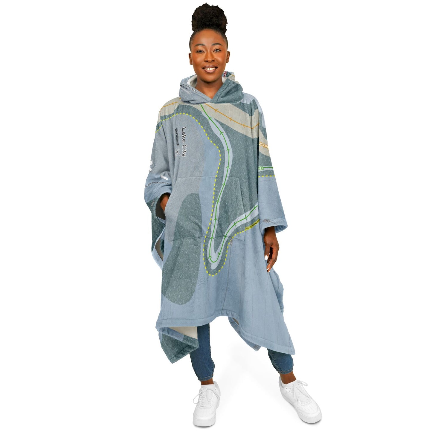 Lake City Ski Hill, Colorado Ski Resort Map Flannel Blanket Poncho