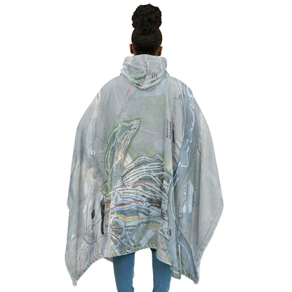 Snowriver Mountain, Michigan Ski Resort Map Flannel Blanket Poncho