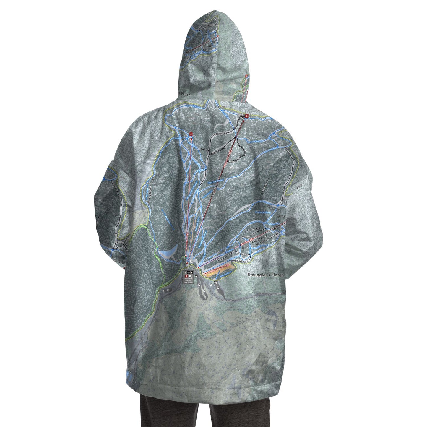 Smuggler's Notch, Vermont Ski Trail Map - Snug Hoodie - Powderaddicts
