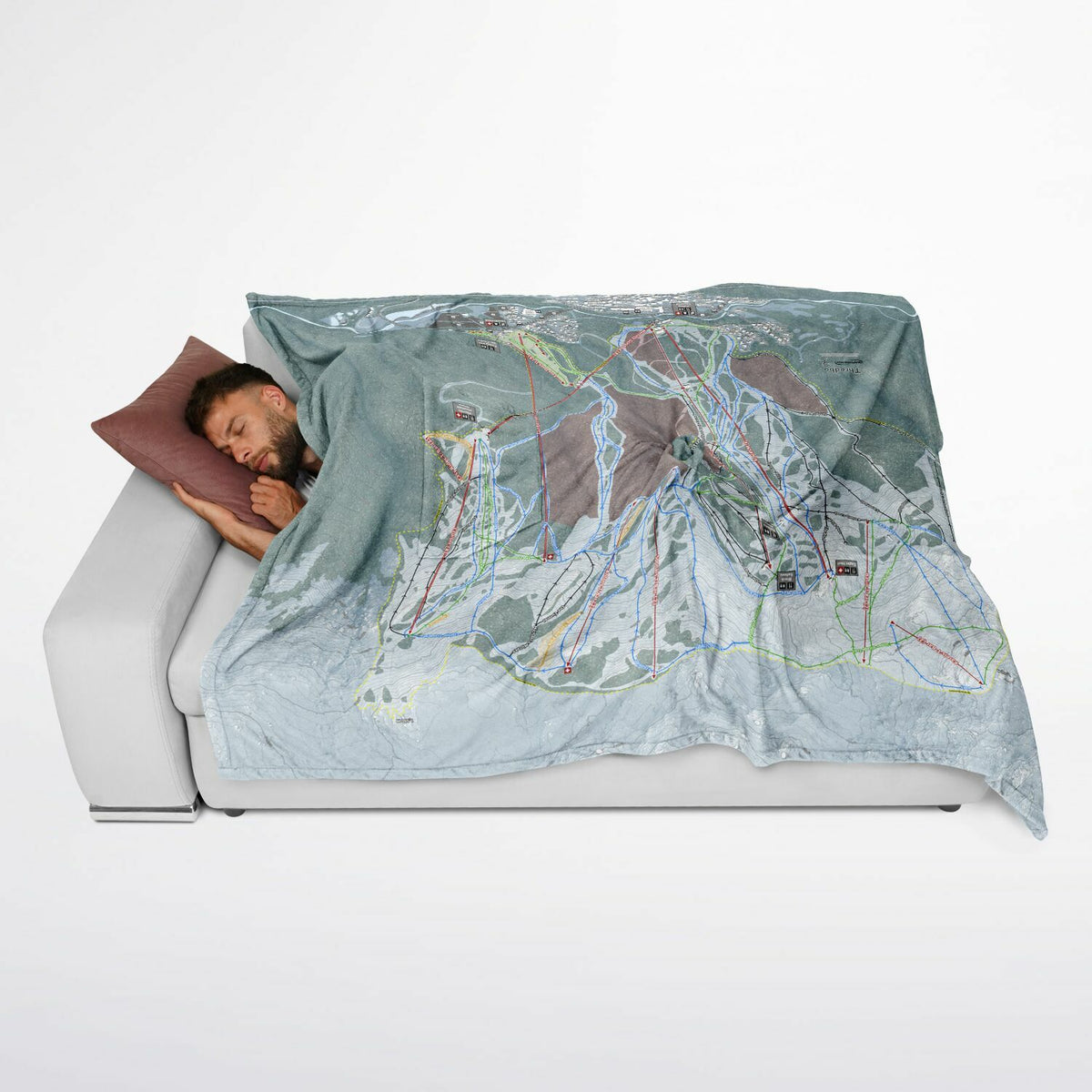 Thredbo, Australia Ski Resort Map Flannel Blanket Poncho