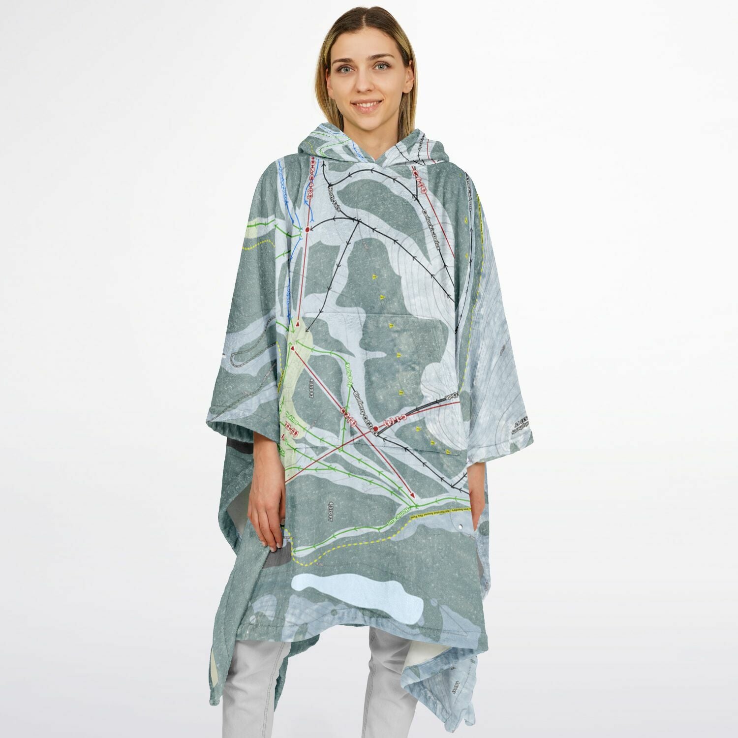 Mt Baker, Washington Ski Resort Map Flannel Blanket Poncho