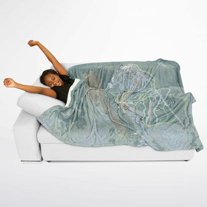 Sugarloaf, Maine Ski Resort Map Flannel Blanket Poncho