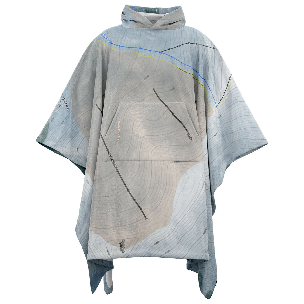 Craigieburn Valley, New Zealand Ski Resort Map Flannel Blanket Poncho