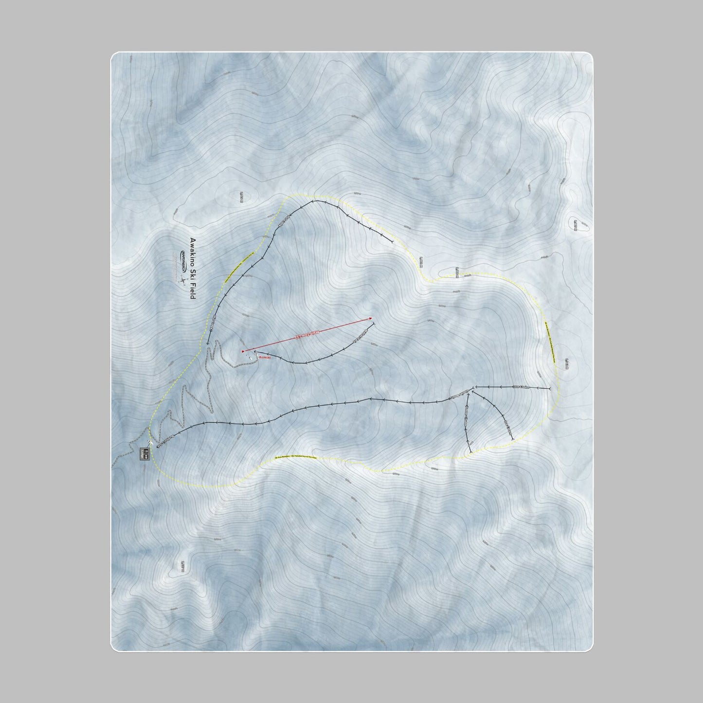 Awakino Ski Field, New Zealand Ski Resort Map Printed Beach Towel
