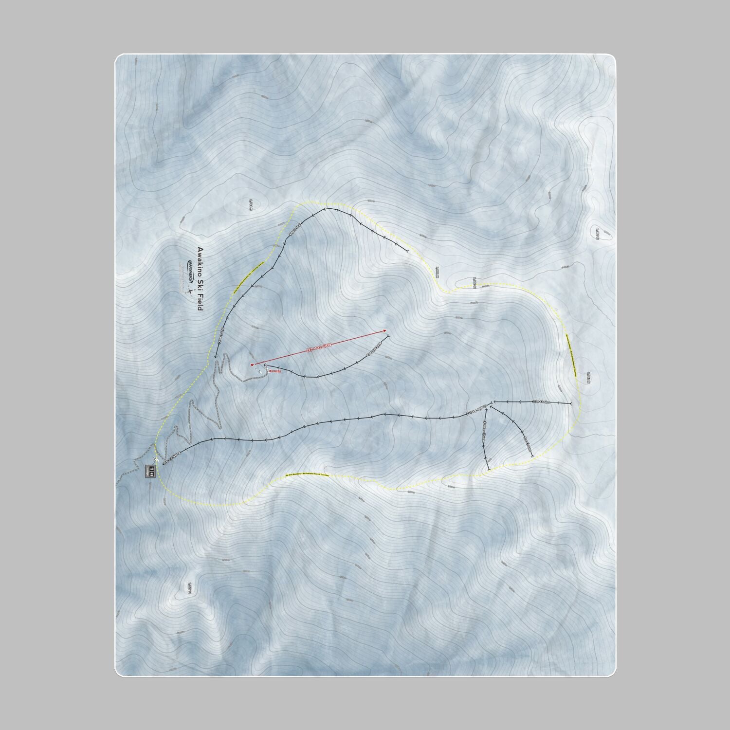 Awakino Ski Field, New Zealand Ski Resort Map Printed Beach Towel