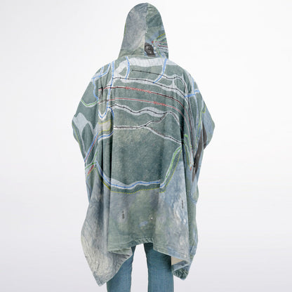 Mt Abram, Maine Ski Resort Map Flannel Blanket Poncho
