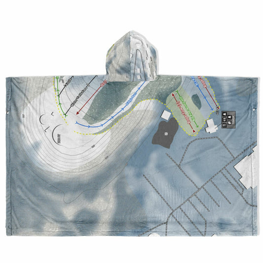 Mulligans Hollow, Michigan Ski Resort Map Flannel Blanket Poncho