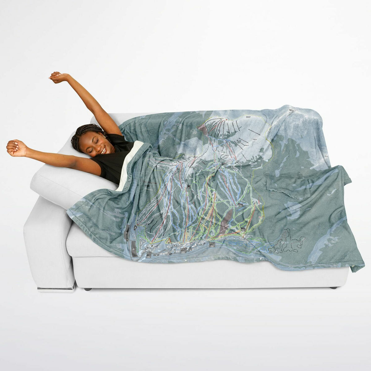 Copper Mountain, Colorado Ski Resort Map Flannel Blanket Poncho