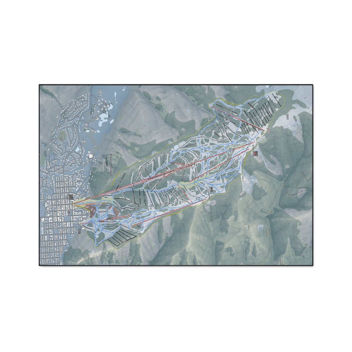 Aspen Mountain, Colorado Ski Resort Map Heavy Duty Floor Mat