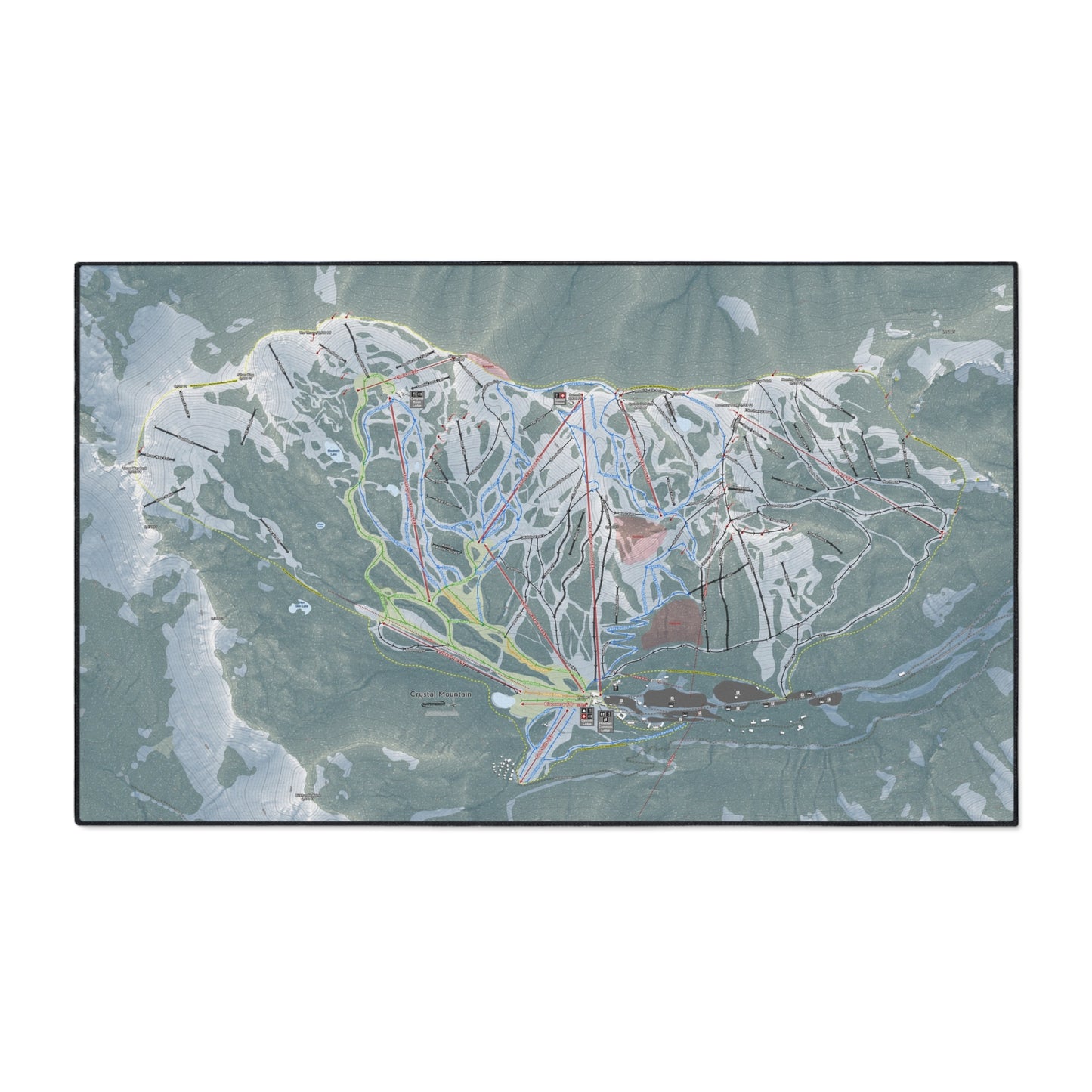 Crystal Mountain, Washington Ski Resort Map Heavy Duty Floor Mat
