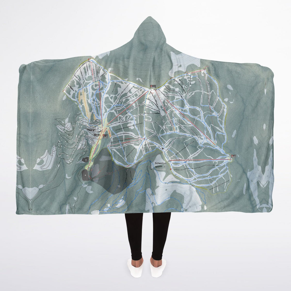 Schweitzer, Idaho Ski Trail Map - Adult Hooded Blanket