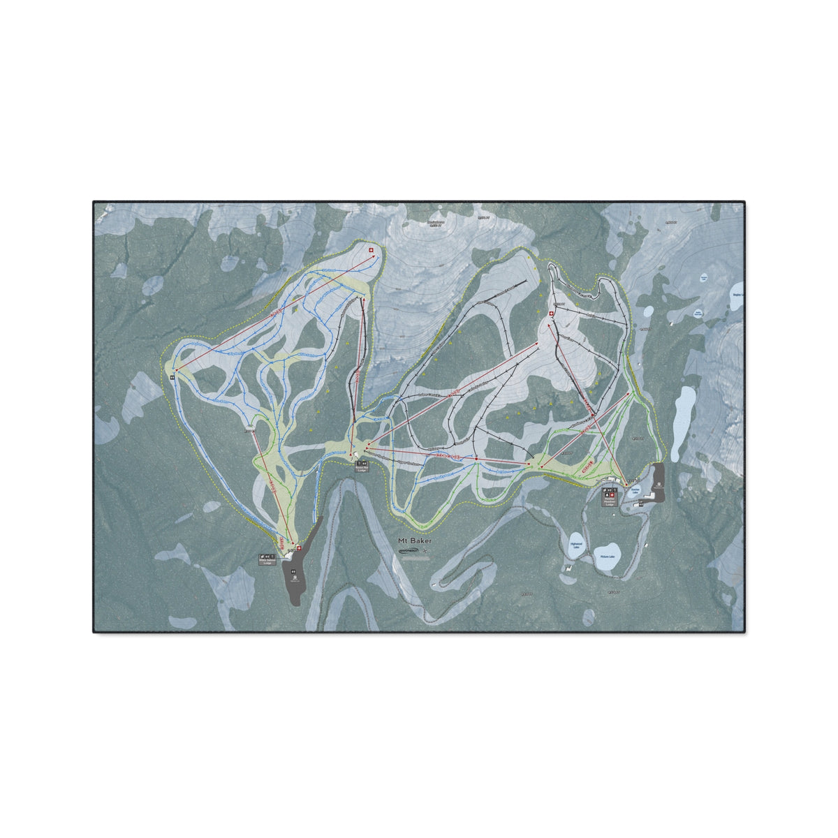 Mt Baker, Washington Ski Resort Map Heavy Duty Floor Mat