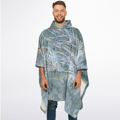 Snowmass, Colorado Ski Resort Map Flannel Blanket Poncho