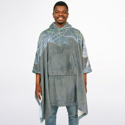 Revelstoke, British Columbia Ski Resort Map Flannel Blanket Poncho