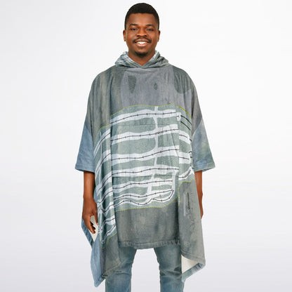 Voodoo Mountain, Michigan Ski Resort Map Flannel Blanket Poncho