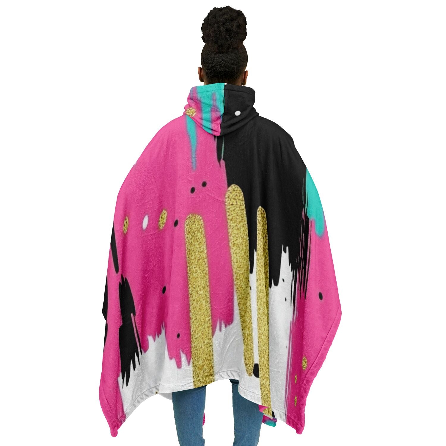Pop Art Brush Strokes, Flannel Blanket Poncho