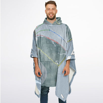 Chapman Hill, Colorado Ski Resort Map Flannel Blanket Poncho