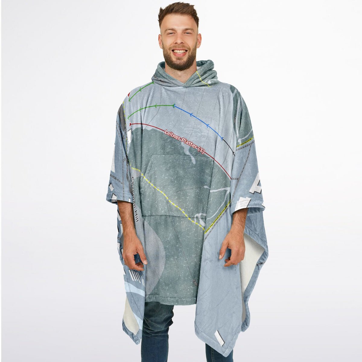 Chapman Hill, Colorado Ski Resort Map Flannel Blanket Poncho