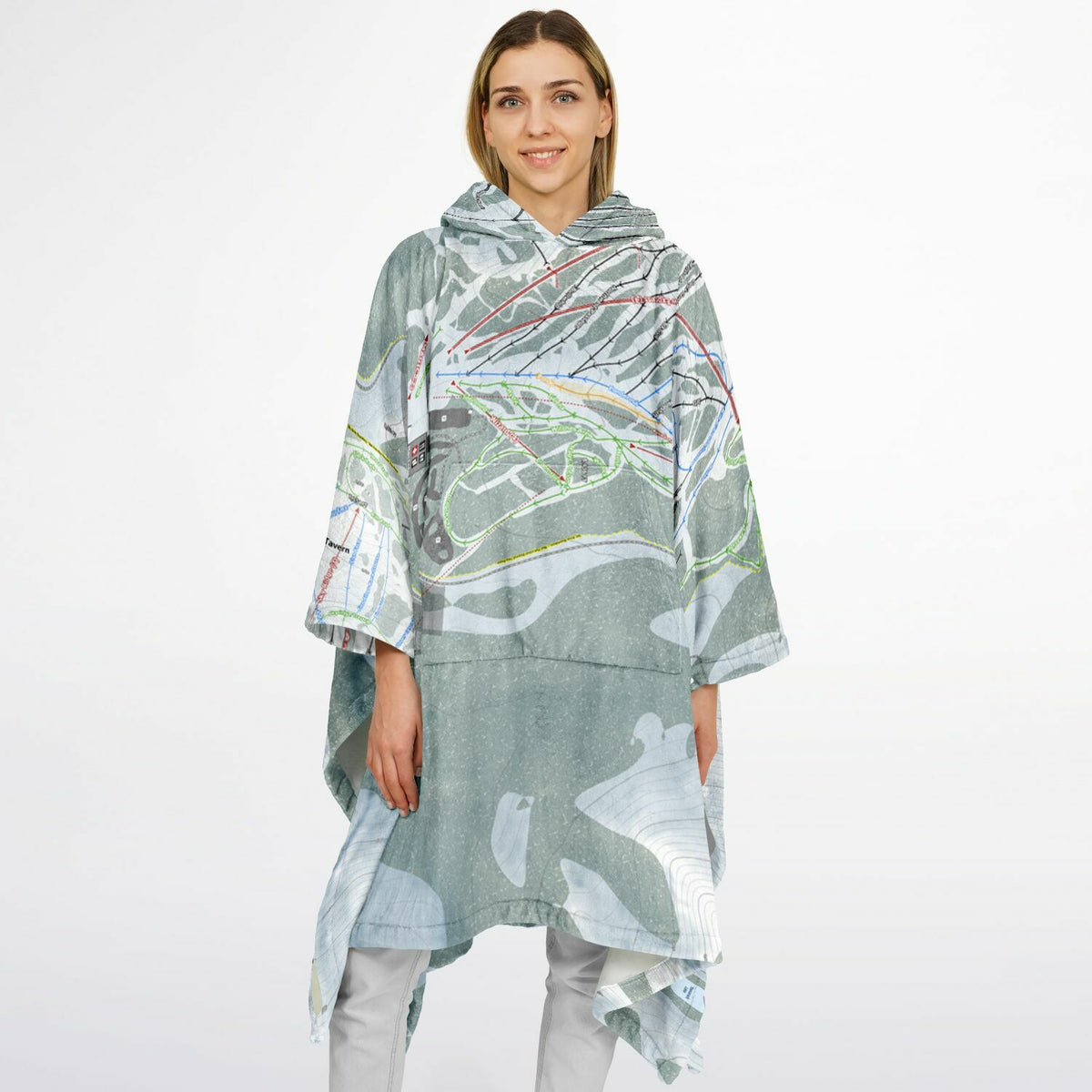 Mt Rose, Nevada Ski Resort Map Flannel Blanket Poncho