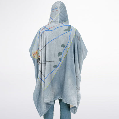 Arctic Valley, Alaska Ski Resort Map Flannel Blanket Poncho