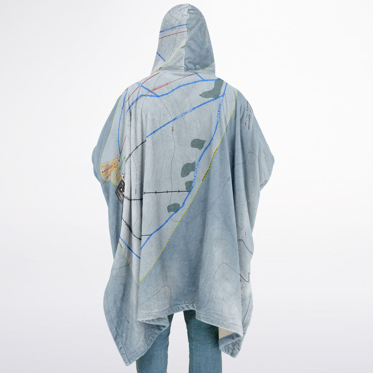 Arctic Valley, Alaska Ski Resort Map Flannel Blanket Poncho