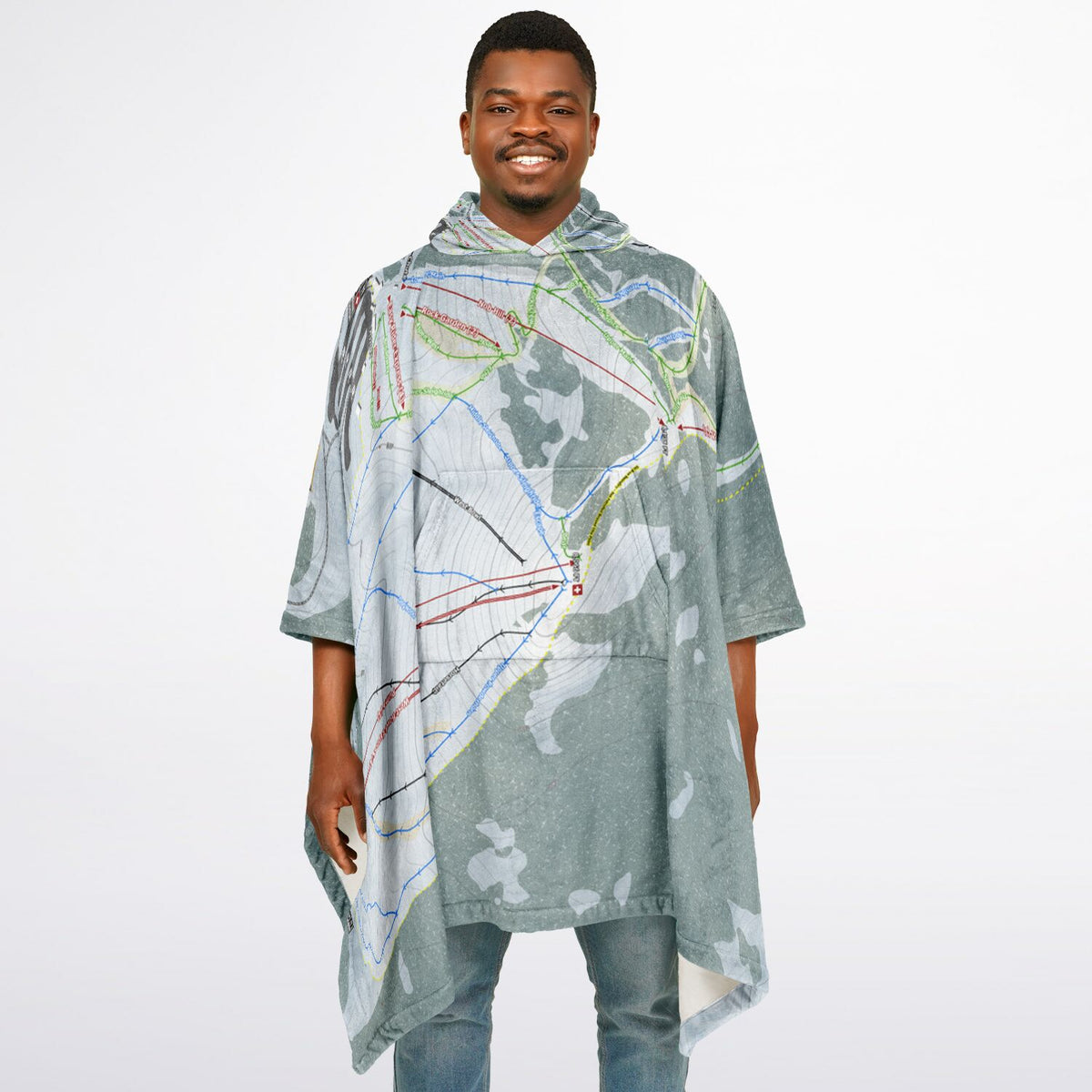 Sierra At Tahoe, California Ski Resort Map Flannel Blanket Poncho