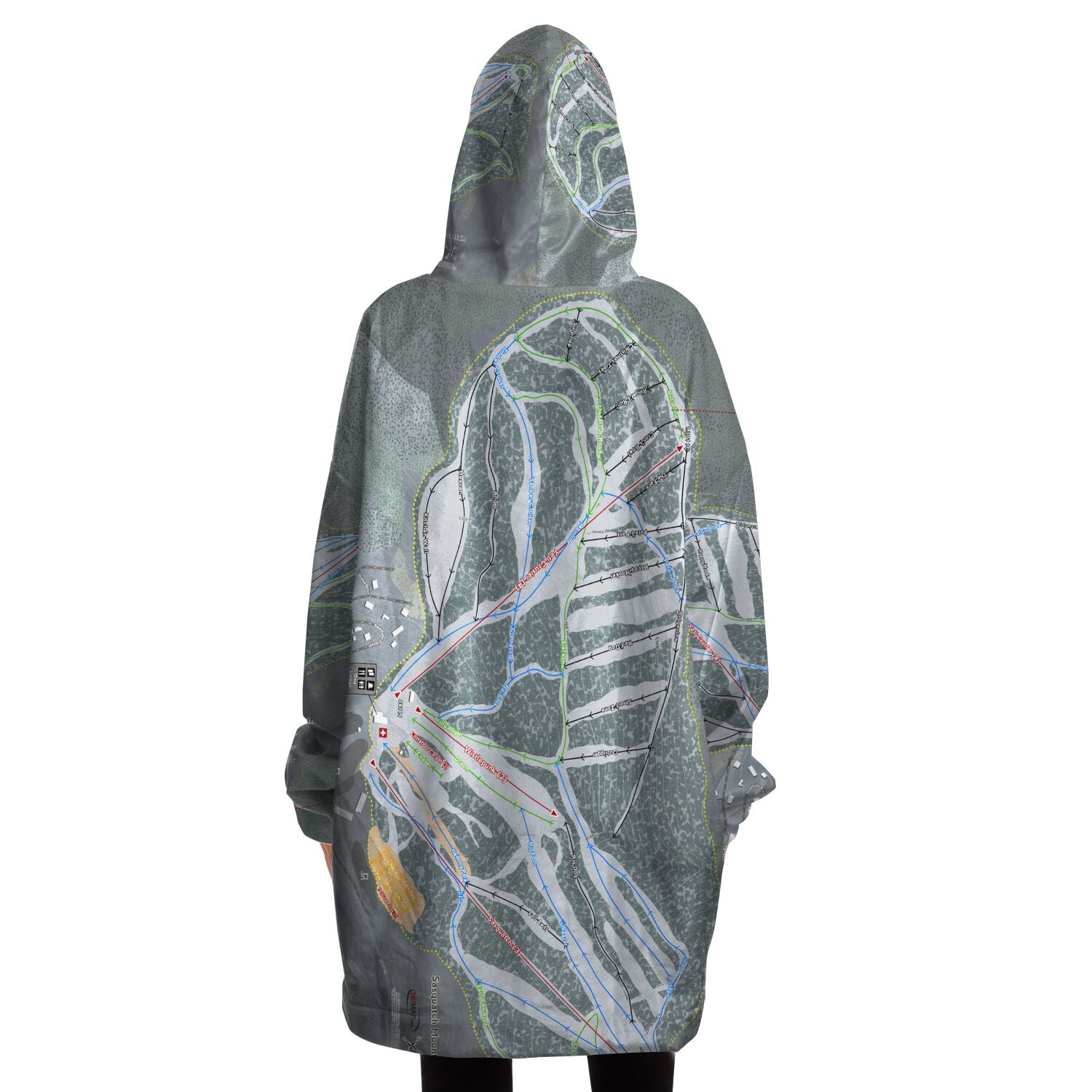 Sasquatch Mountain, British Columbia Ski Trail Map Snug Hoodie - Powderaddicts
