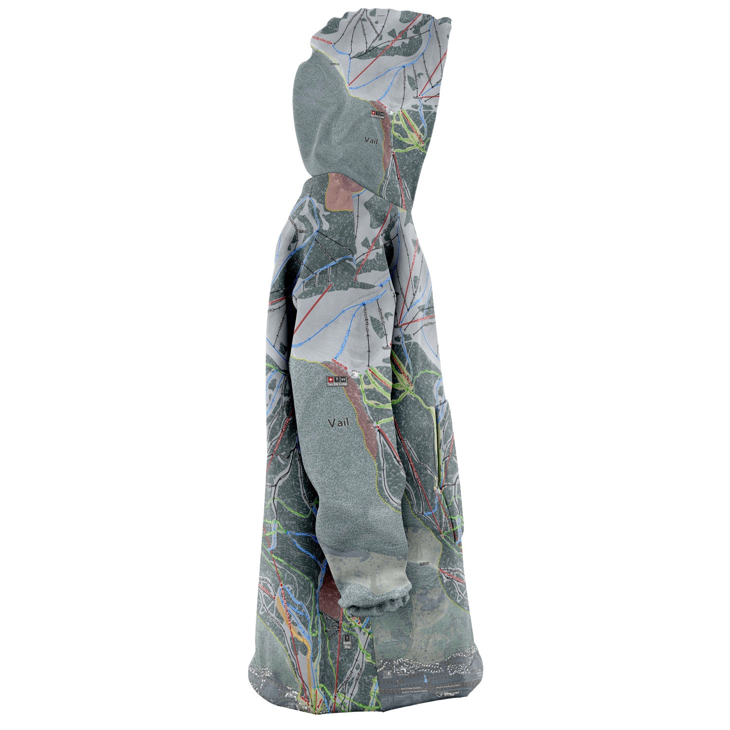 Vail, Colorado Ski Trail Map - Snug Hoodie - Powderaddicts