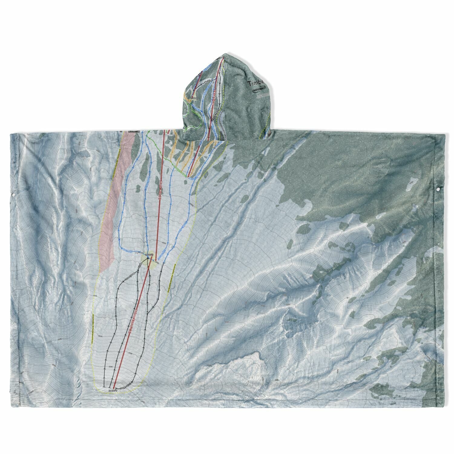 Timberline, Oregon Ski Resort Map Flannel Blanket Poncho