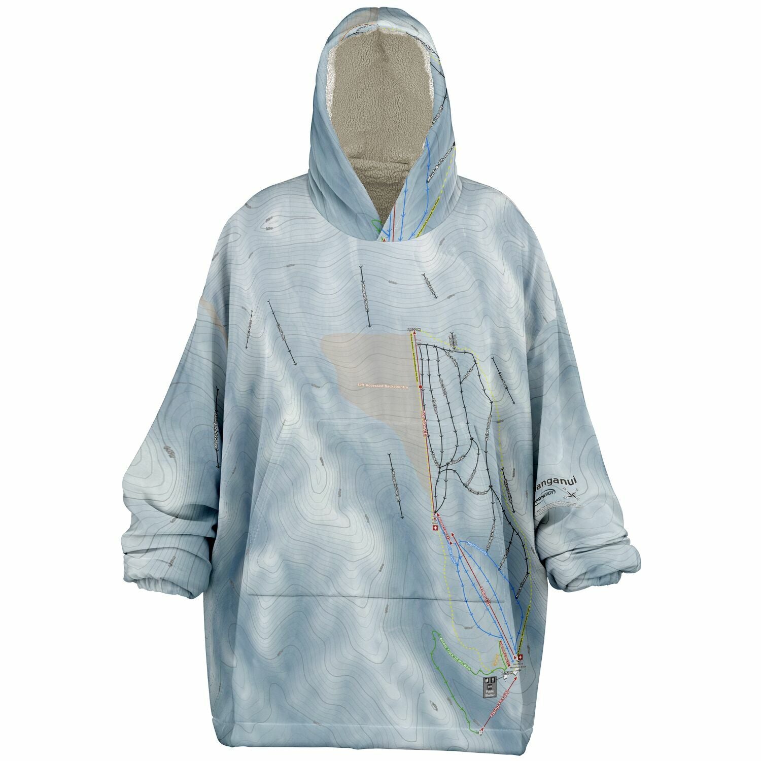 Manganui, New Zealand Ski Trail Map - Snug Hoodie