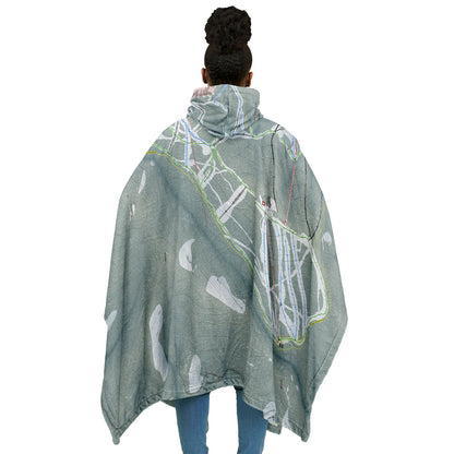 Montana Snowbowl, Montana Ski Resort Map Flannel Blanket Poncho