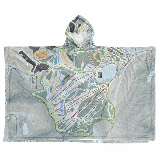 Seven Springs, Pennsylvania Ski Resort Map Flannel Blanket Poncho