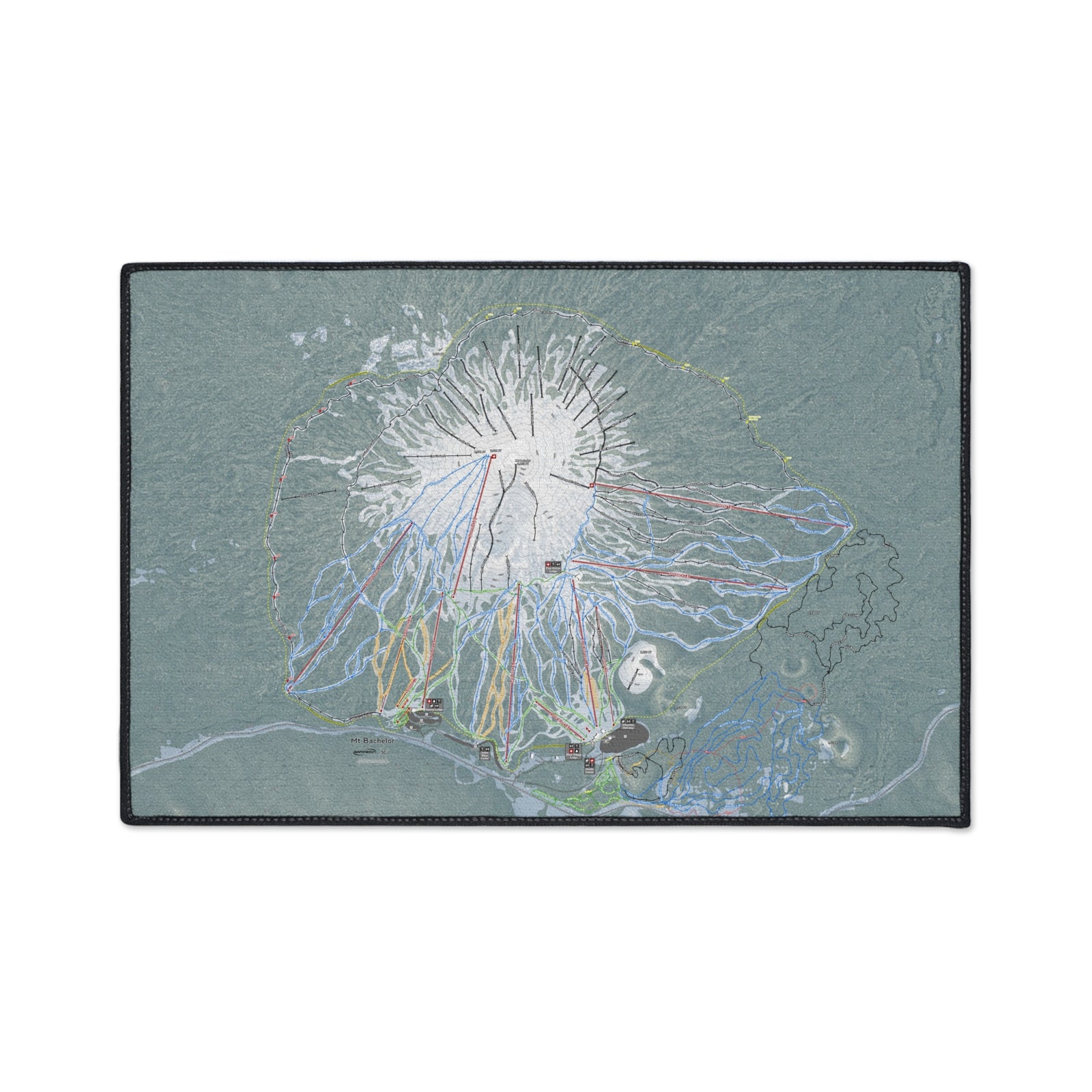 Mt Bachelor, Oregon Ski Resort Map Heavy Duty Floor Mat