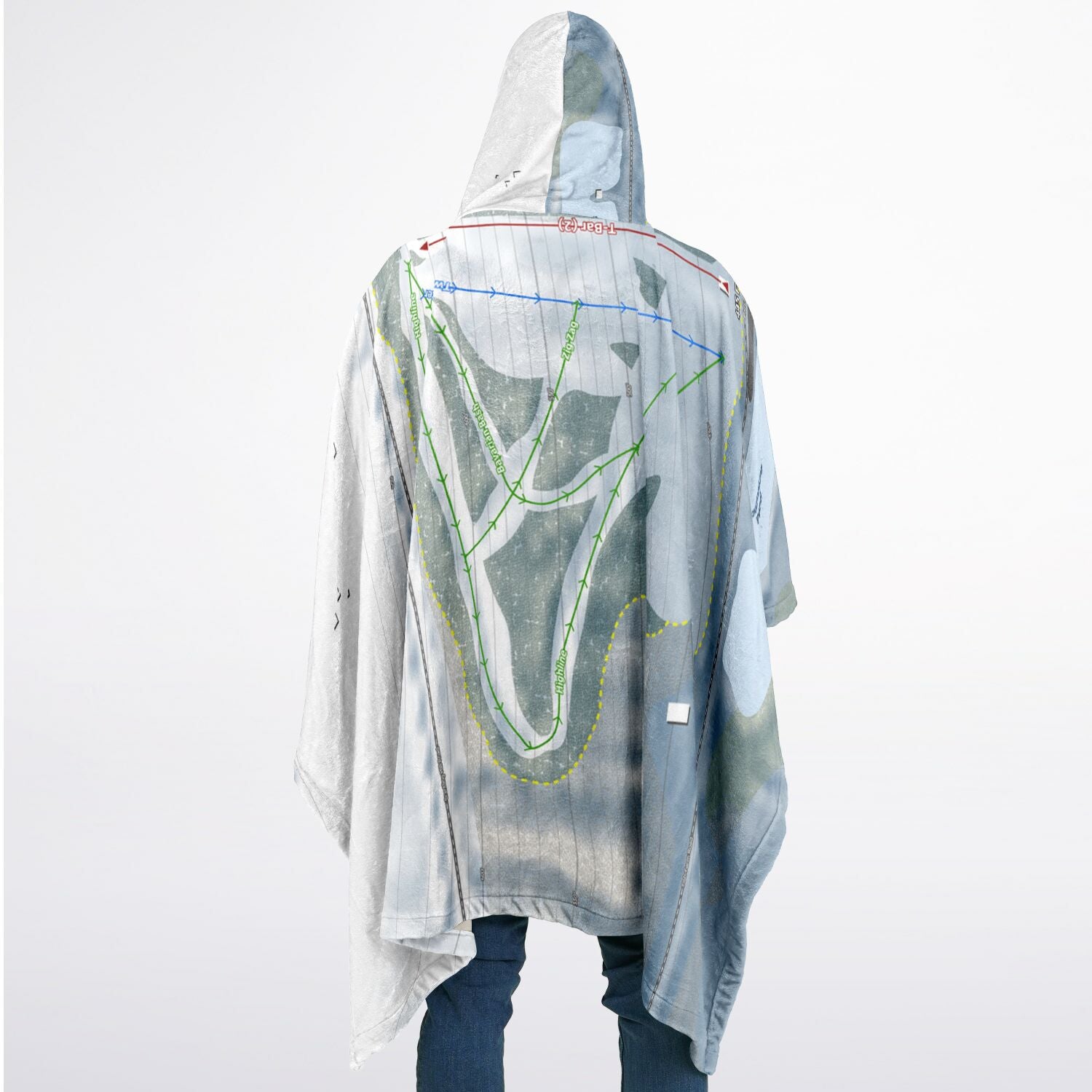 Brantling, New York Ski Resort Map Flannel Blanket Poncho