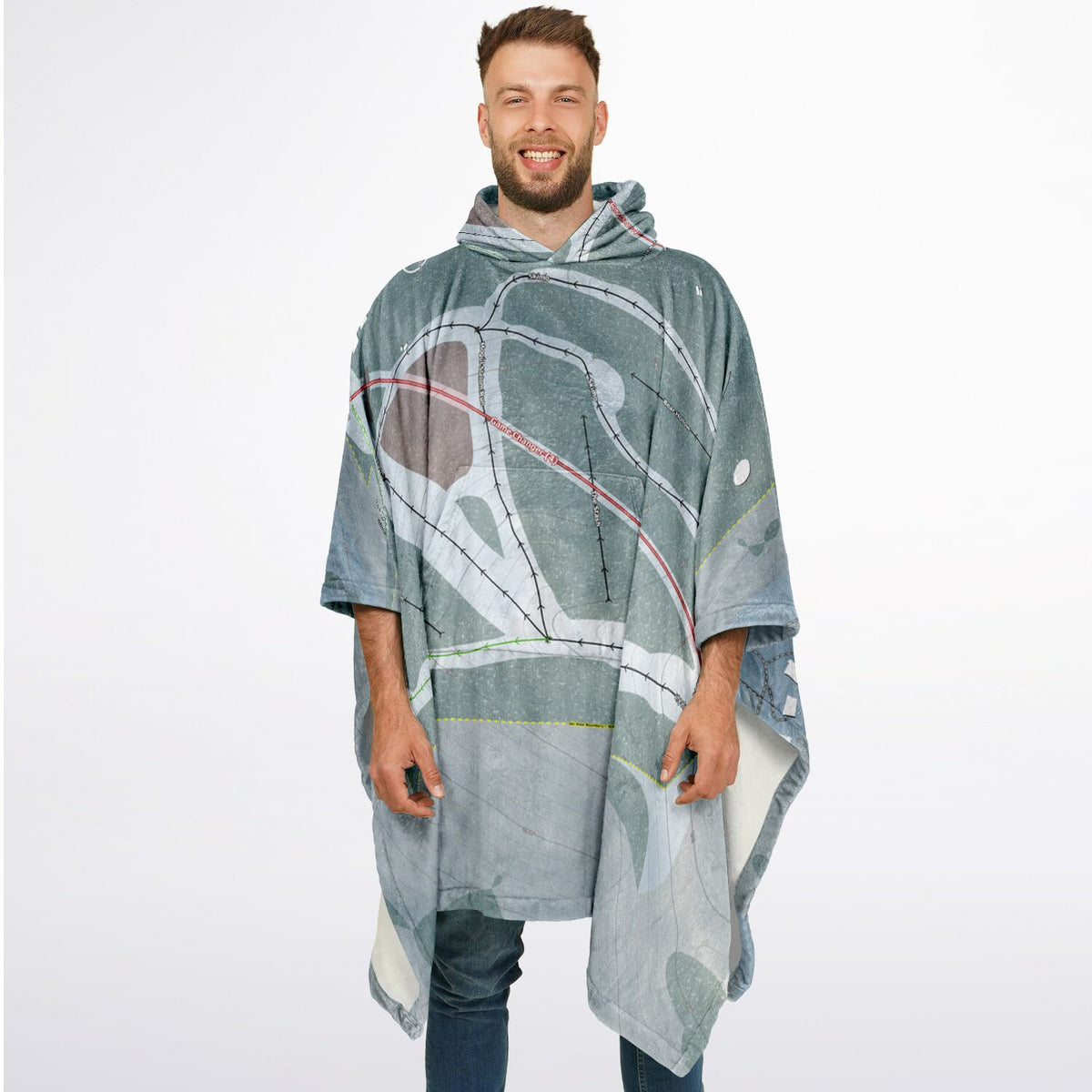 Utah Olympic Park, Utah Ski Resort Map Flannel Blanket Poncho