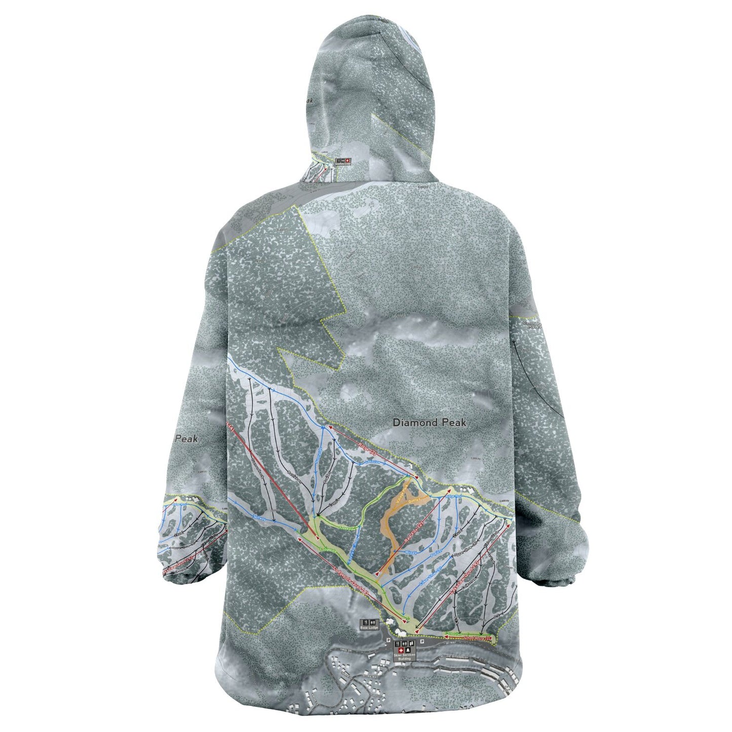 Diamond Peak, Nevada Ski Trail Map - Snug Hoodie - Powderaddicts