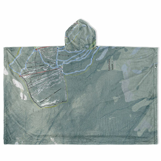 Saddleback Mountain, Maine Ski Resort Map Flannel Blanket Poncho