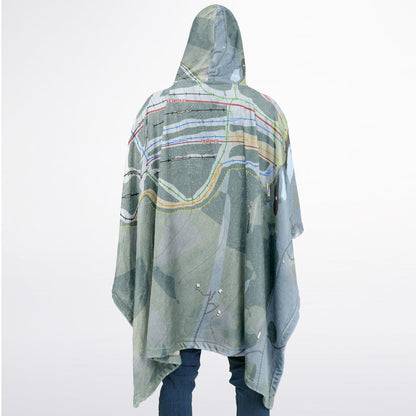 Crotched Mountain, New Hampshire Ski Resort Map Flannel Blanket Poncho