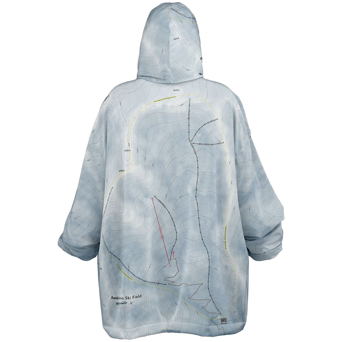 Awakino Ski Field, New Zealand Ski Trail Map - Snug Hoodie - Powderaddicts
