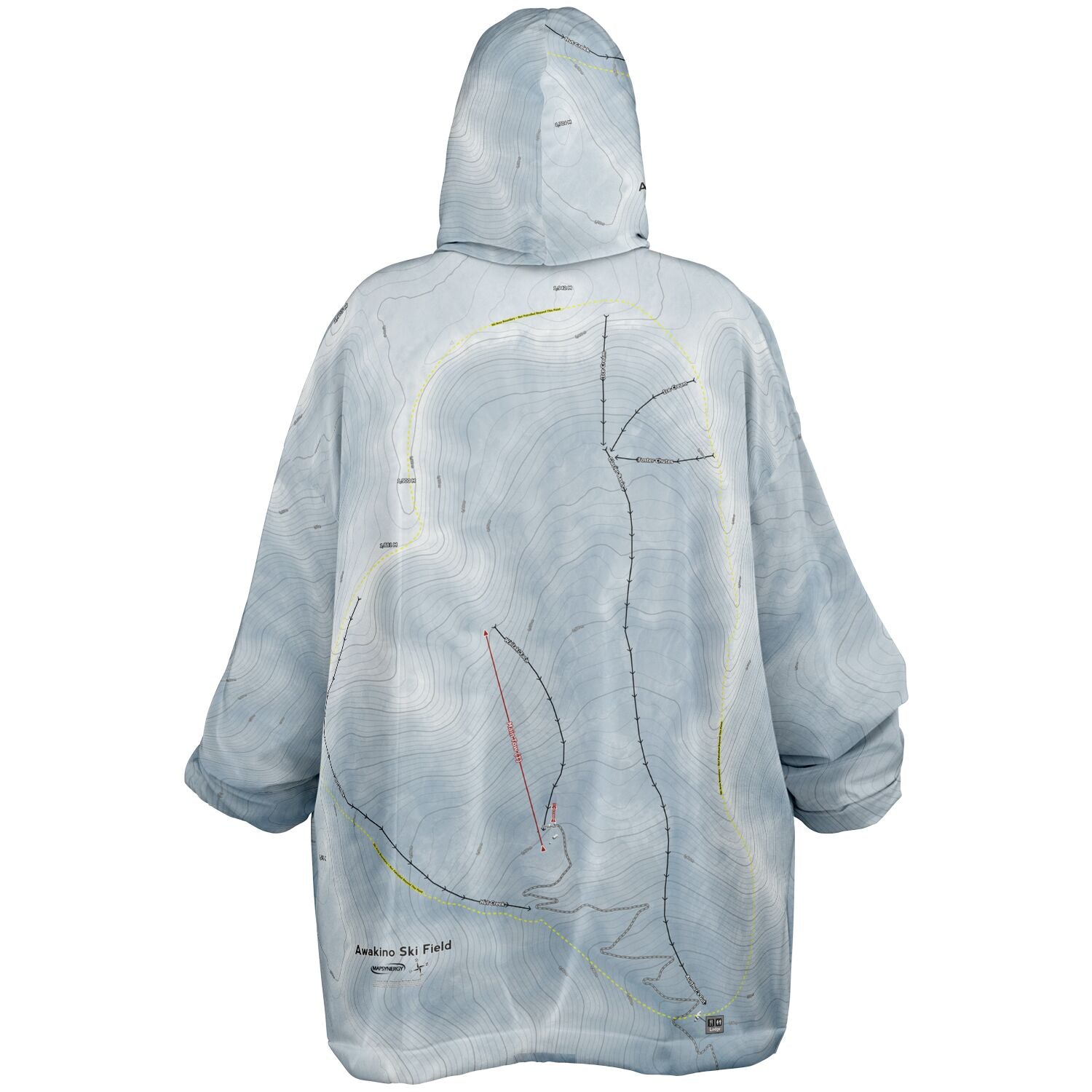 Awakino Ski Field, New Zealand Ski Trail Map - Snug Hoodie - Powderaddicts