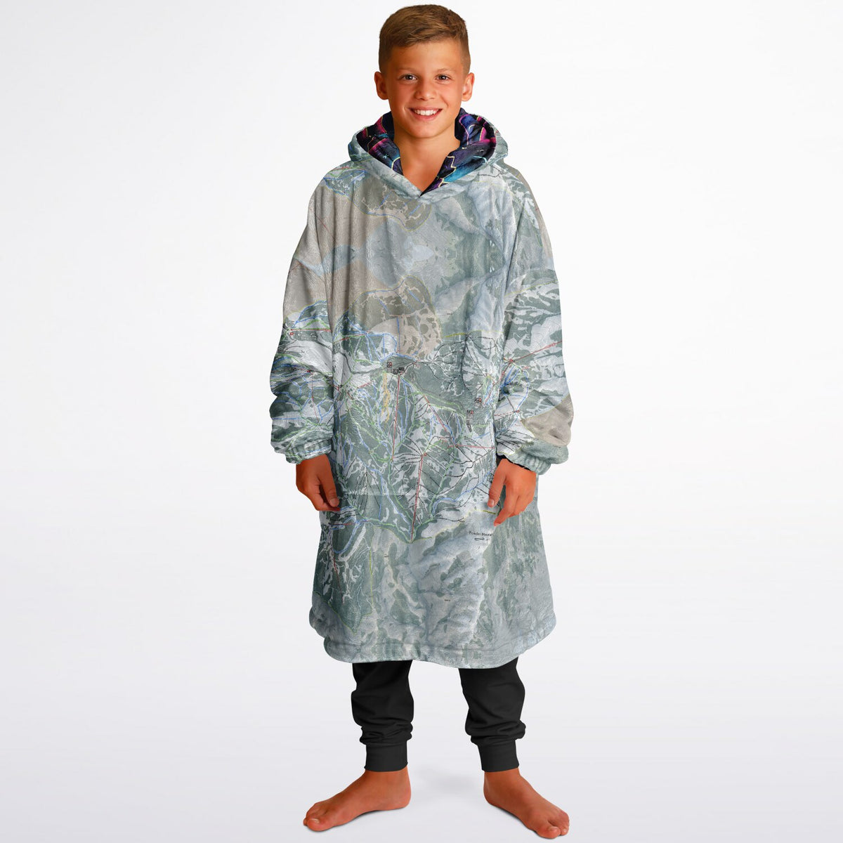 Powder Mountain, Utah Ski Resort Map Youth Reversible Snug Hoodie
